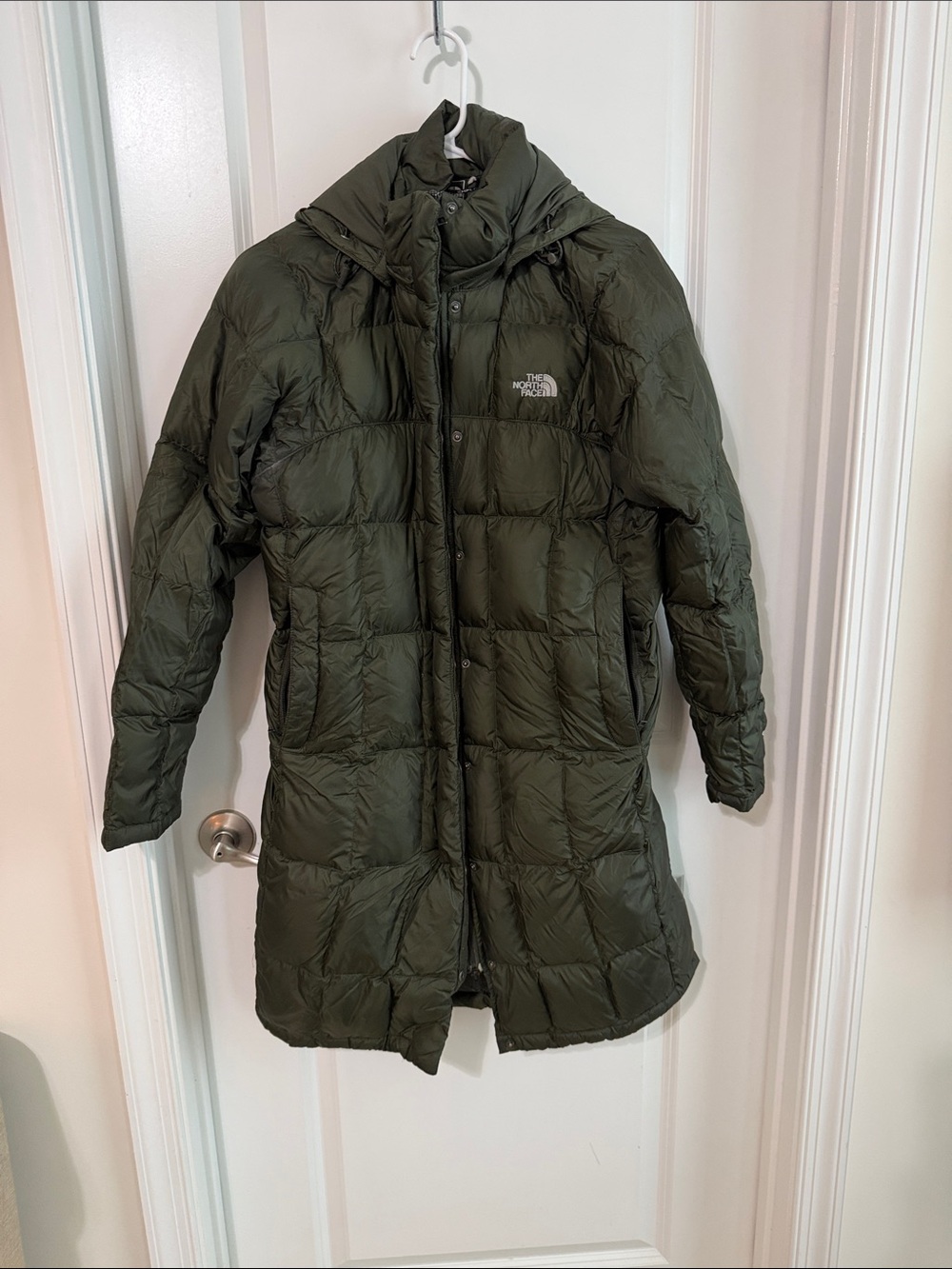 The North Face Olive Green Long Puffer Coat